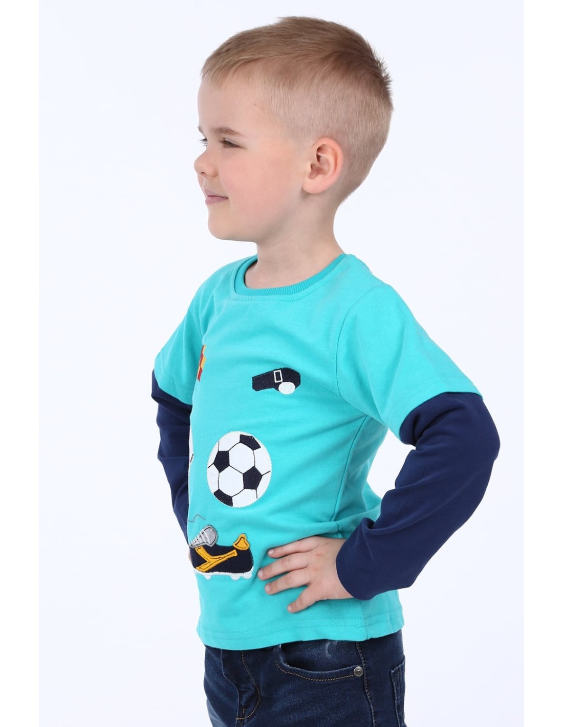 Bluza baiat cu motiv de fotbal nautic NDZ9092 - Magazin online - Boutique